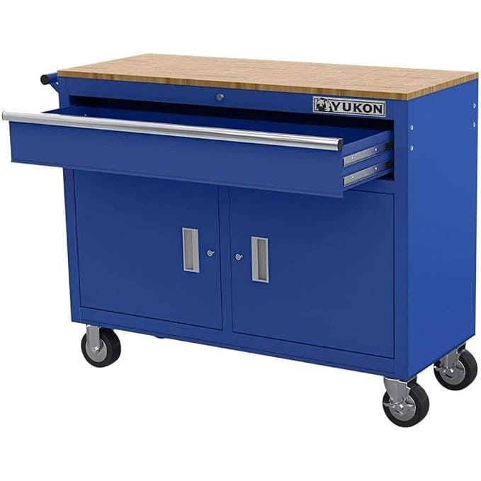 Yukon Mobile Workbench With Solid Wood Top